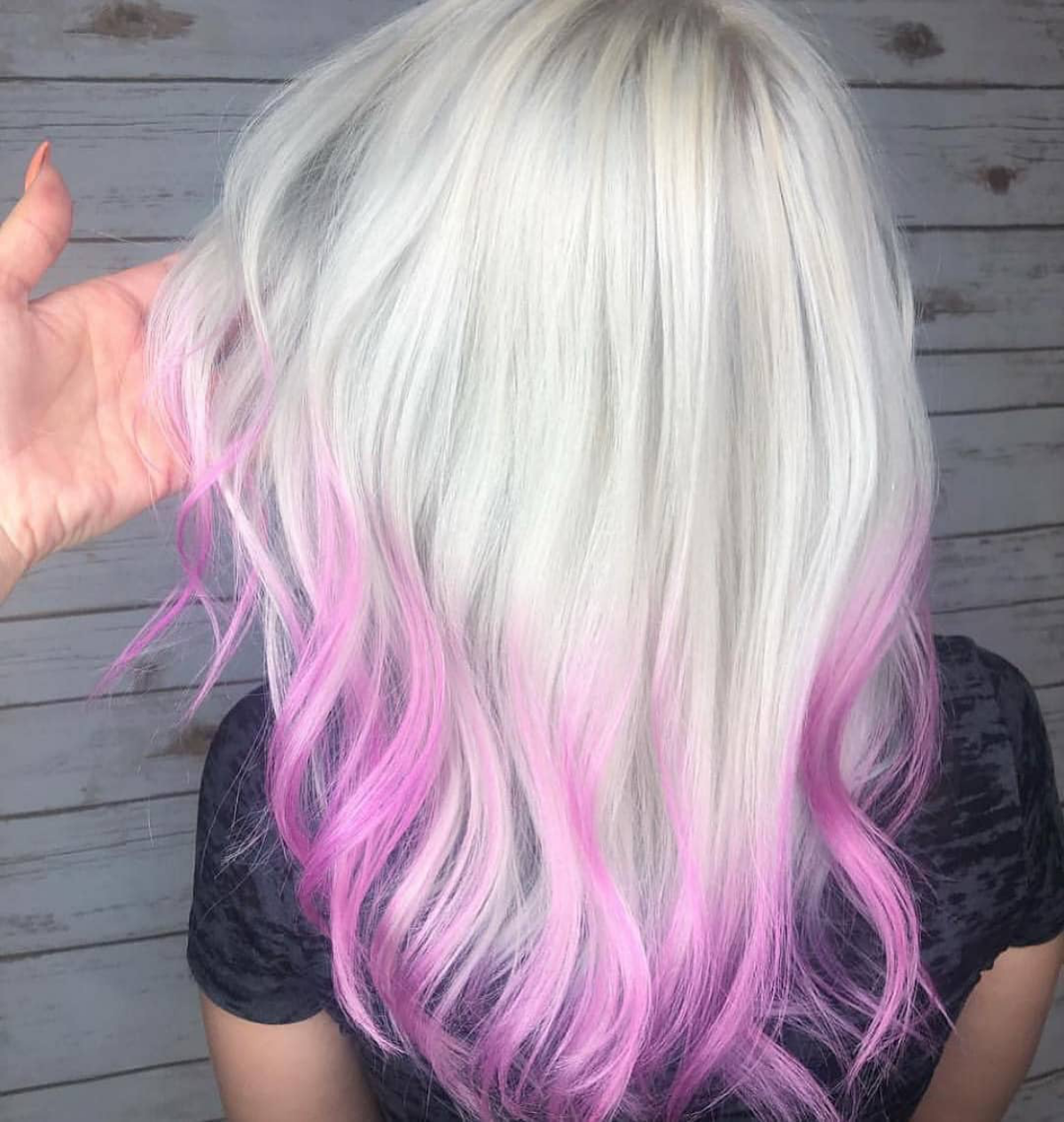 white hair with pink tips