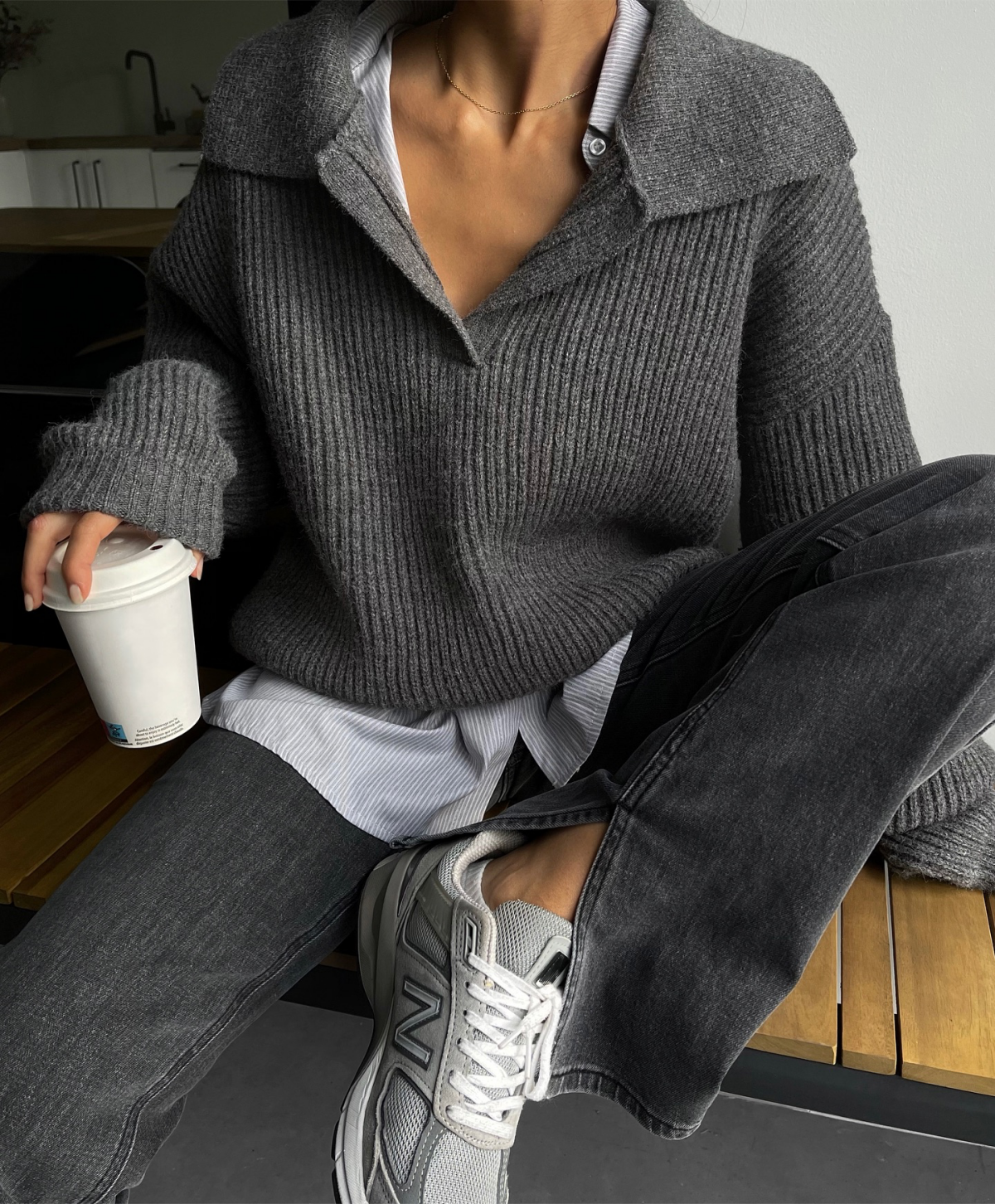 winter date night outfit gray outfit