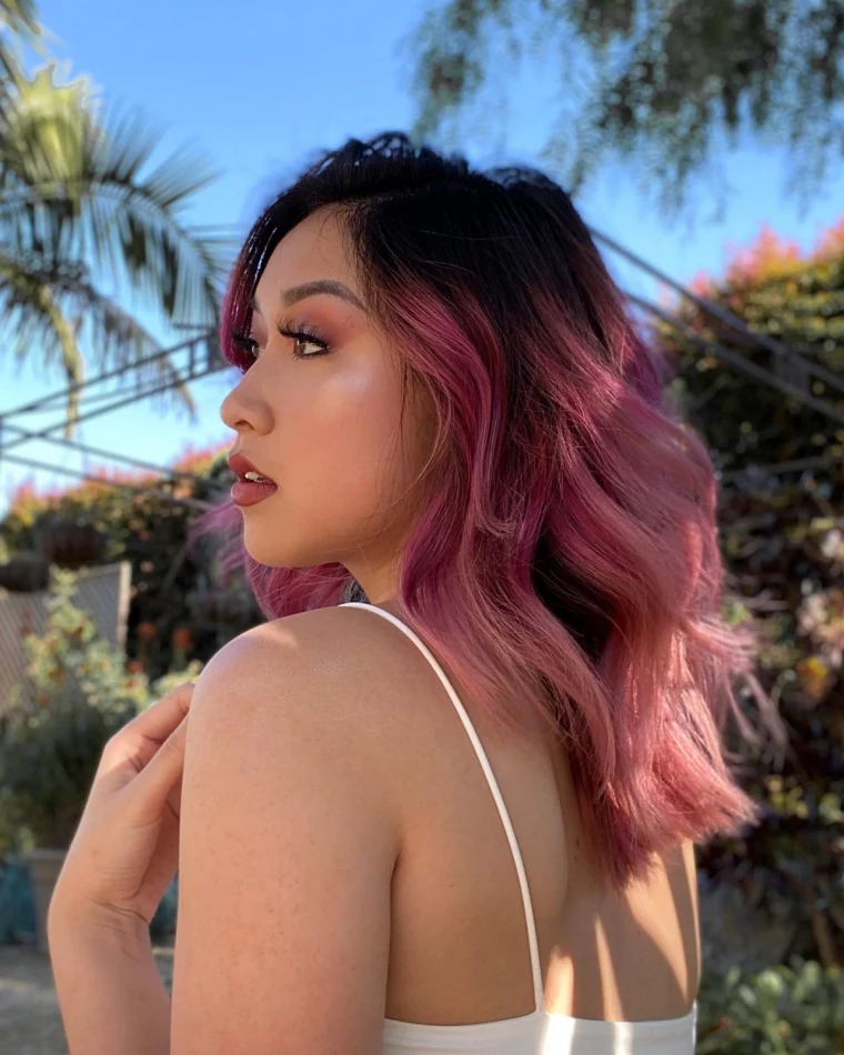 woman with pink ombre hairstyle