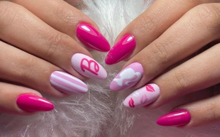 barbie inspired nail design