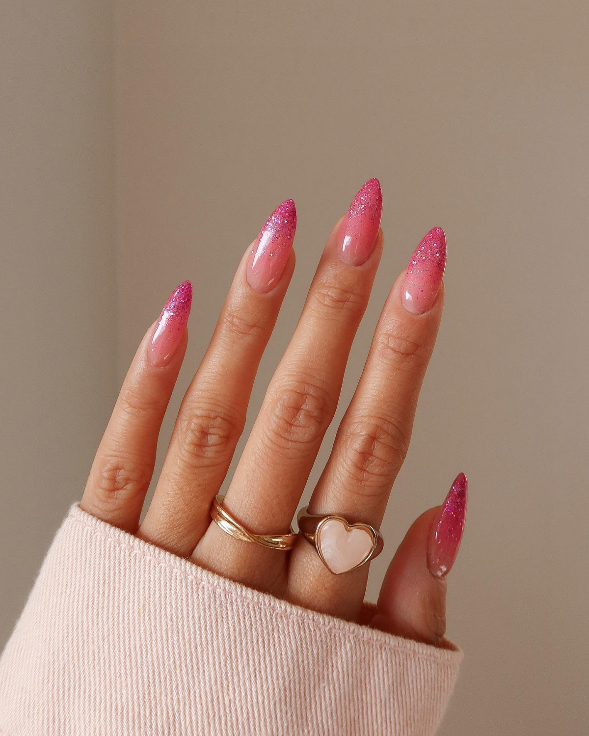 barbie pink nails sparkly ombre nails