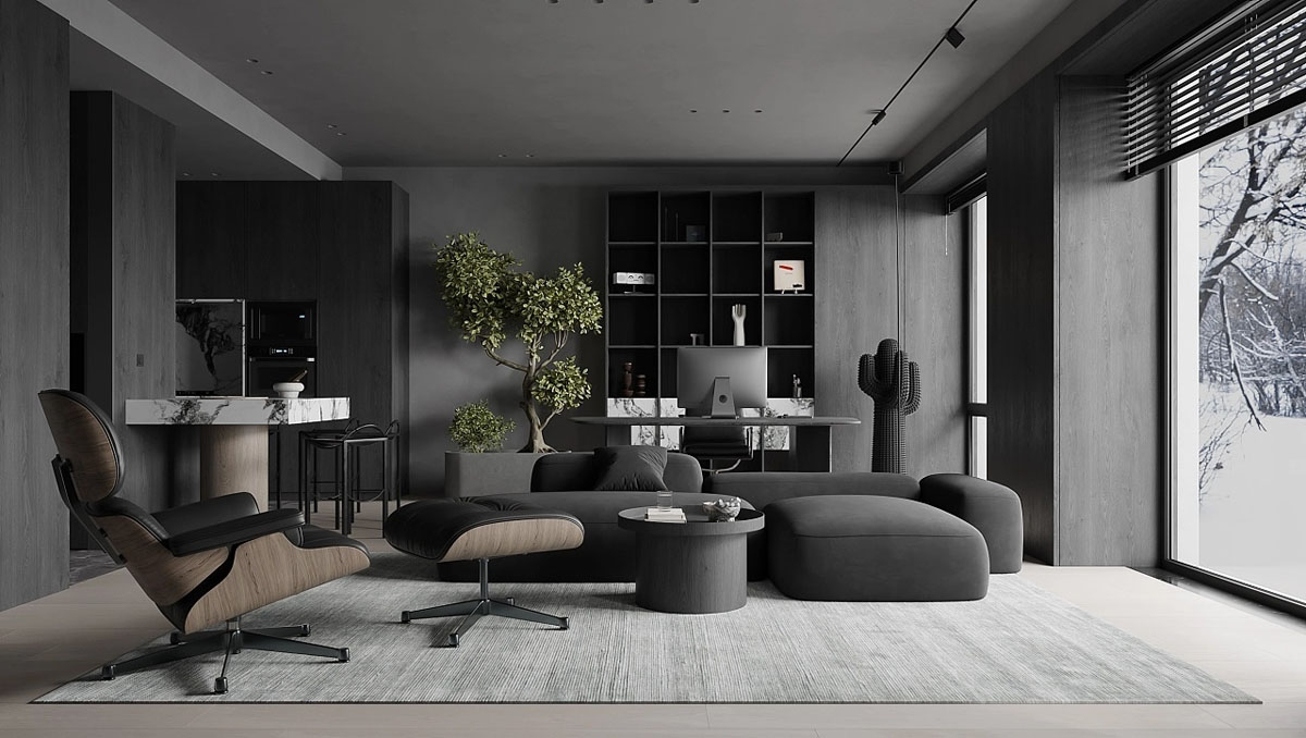 black couch living room