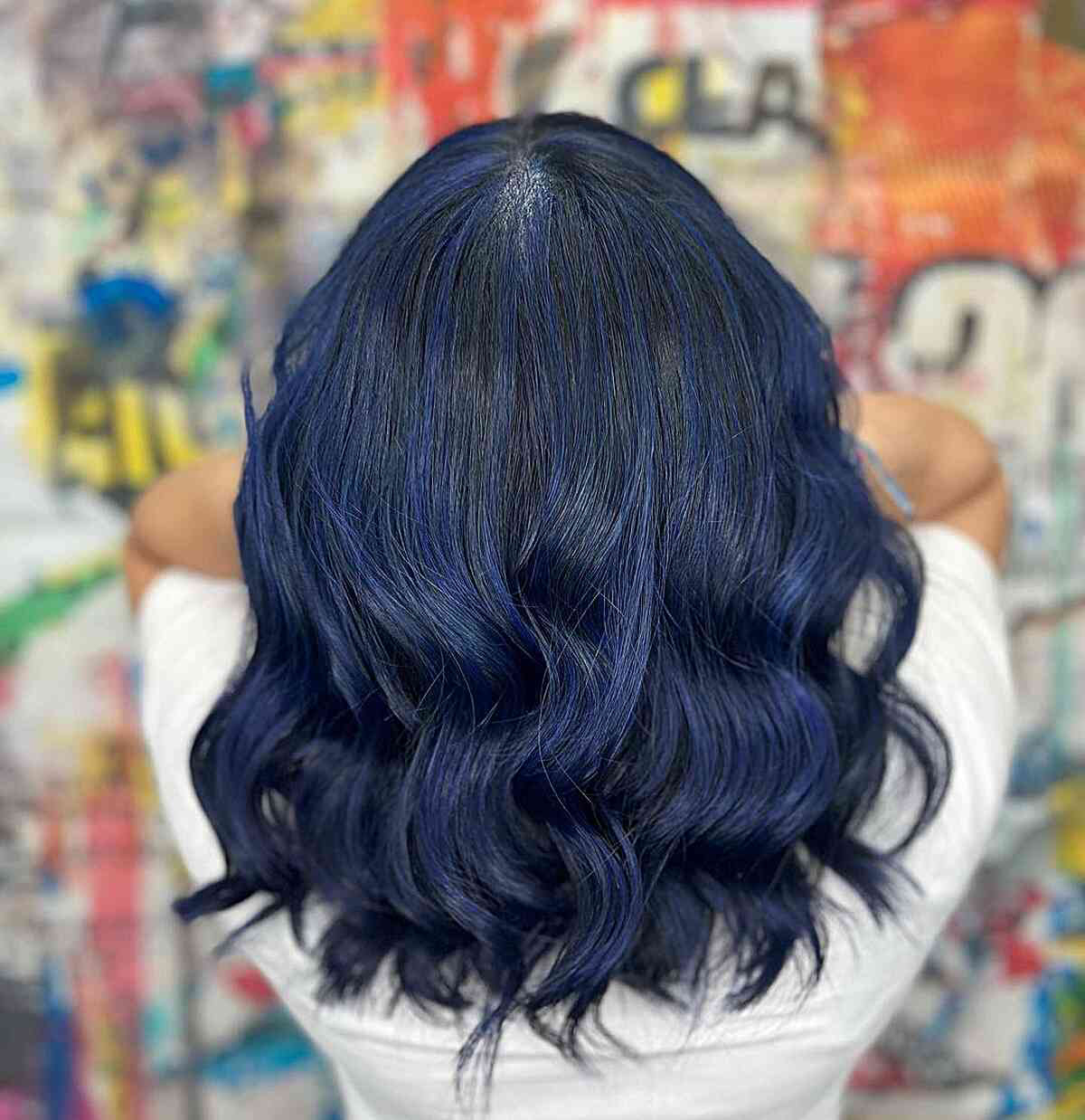 black swan hair with deep blue highlights