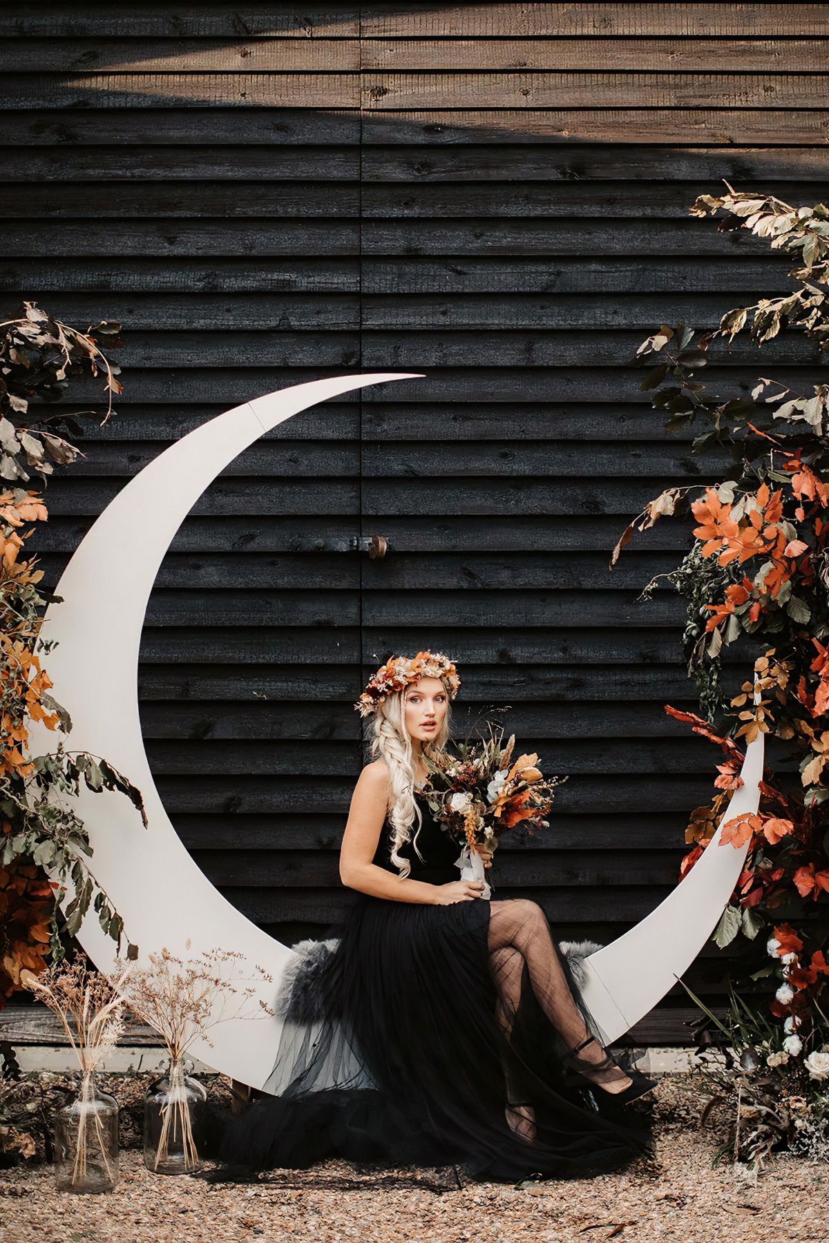 black themed wedding dress