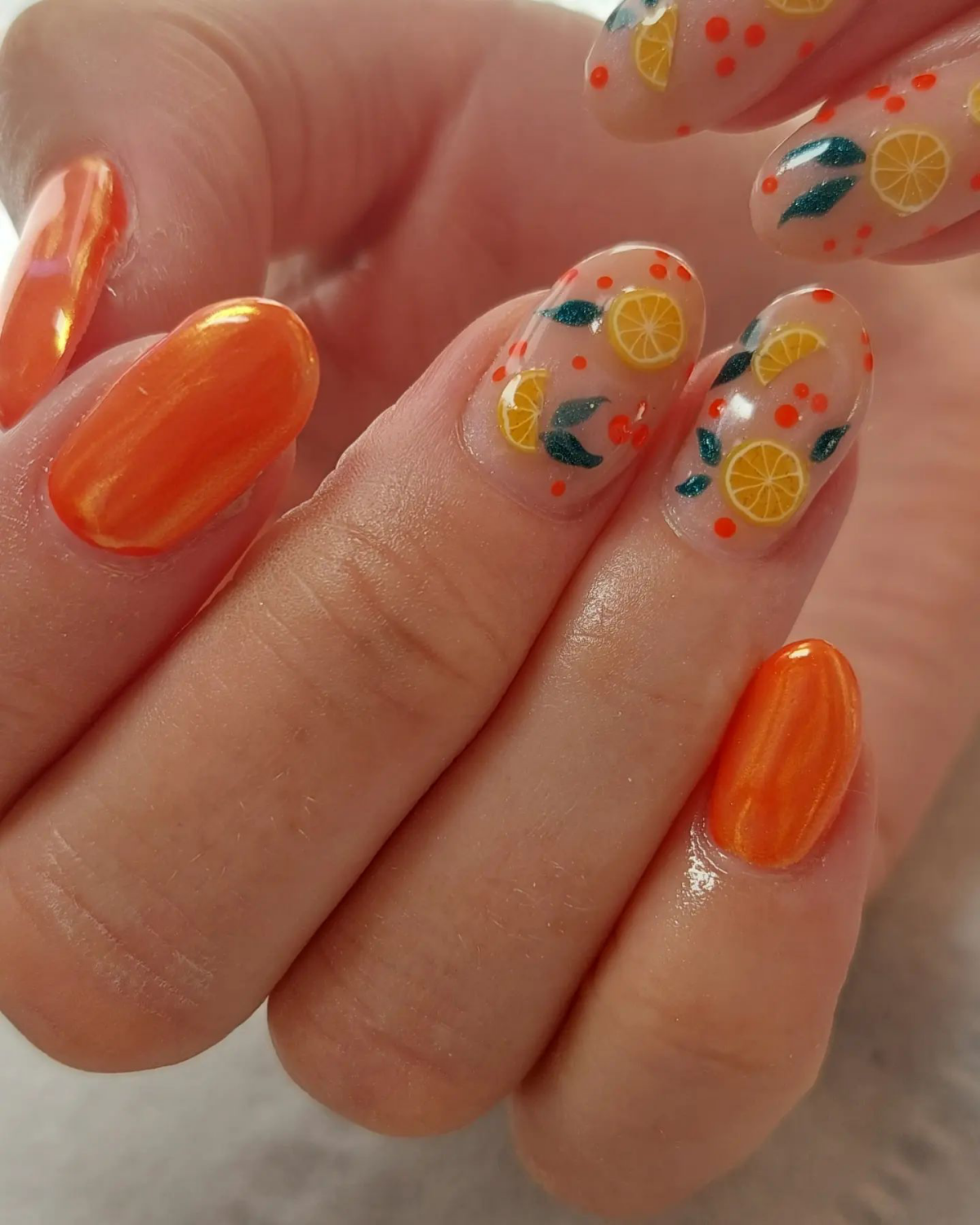 citrus orange nail design