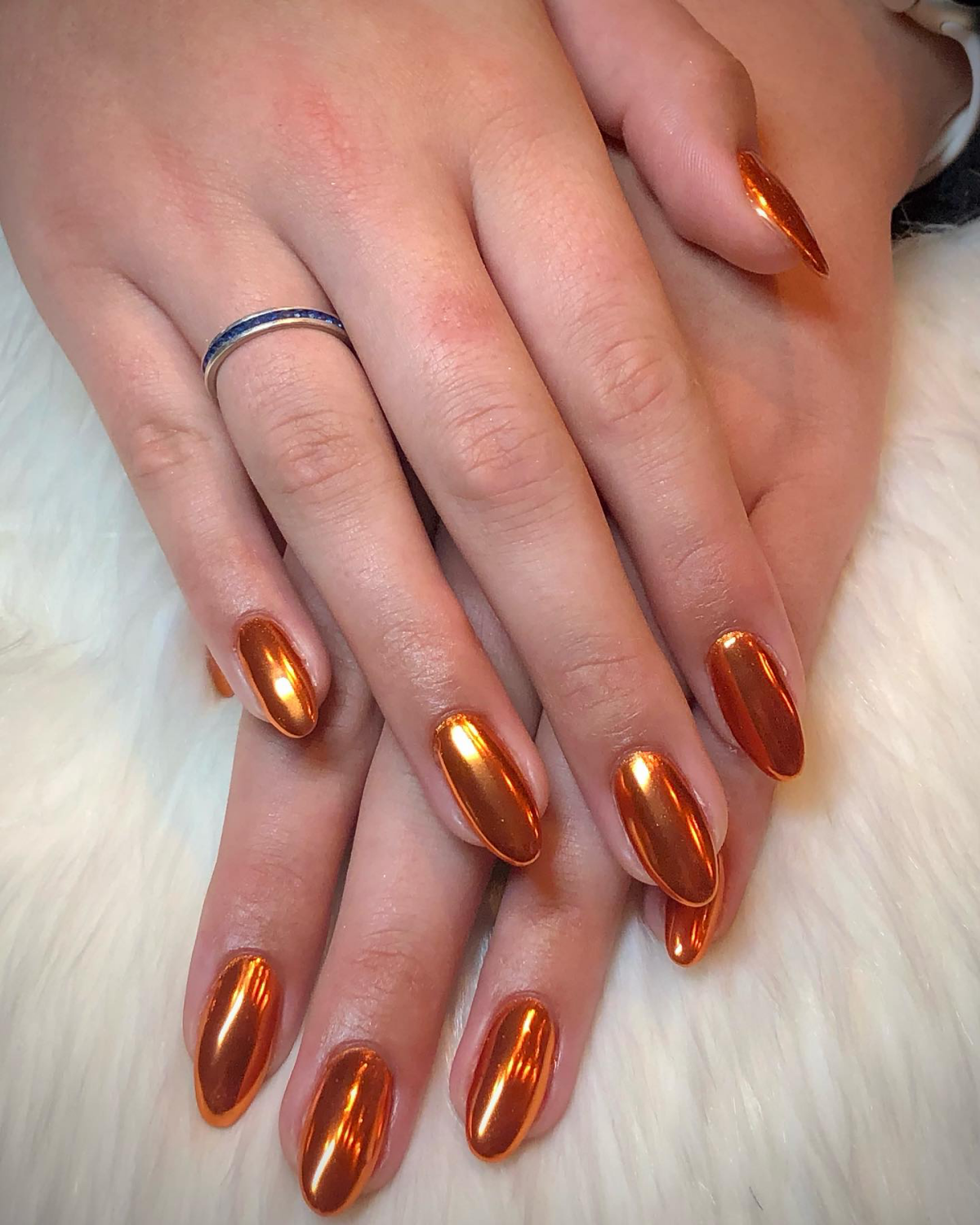 classic orange chrome nails