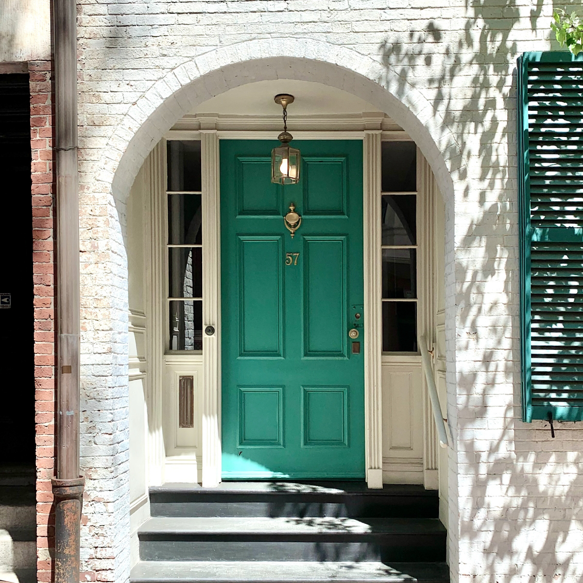 entrance modern green front door