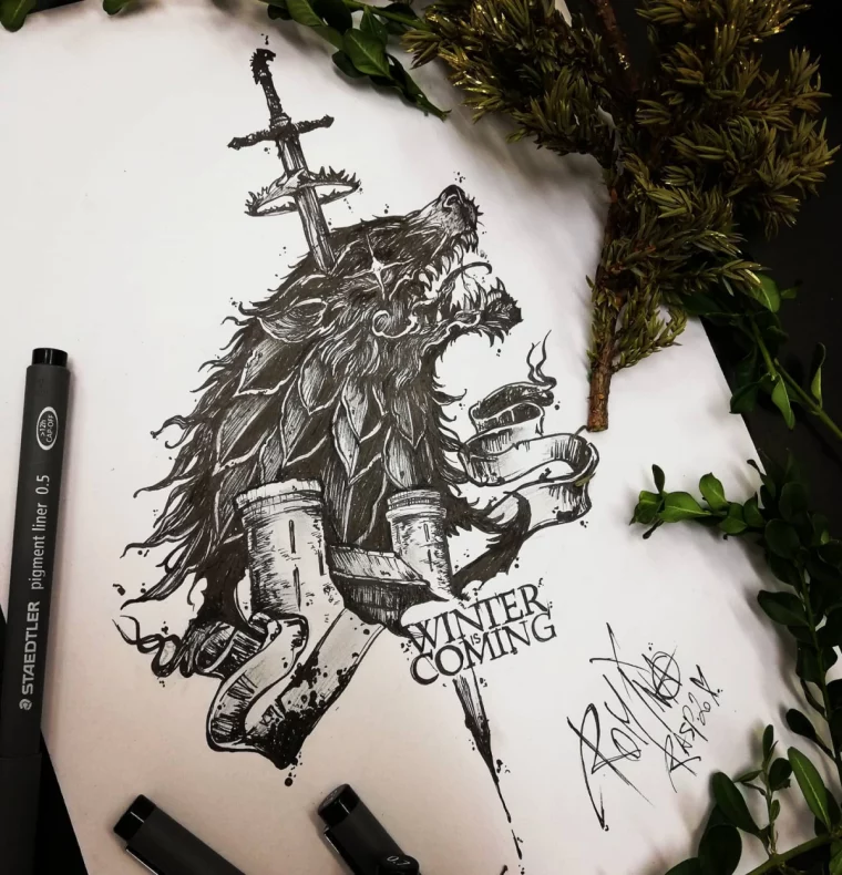 game of thrones tattoo stark tattoo on paper