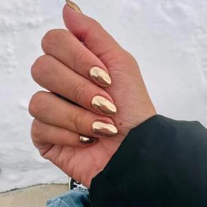 gold chrome nails simple