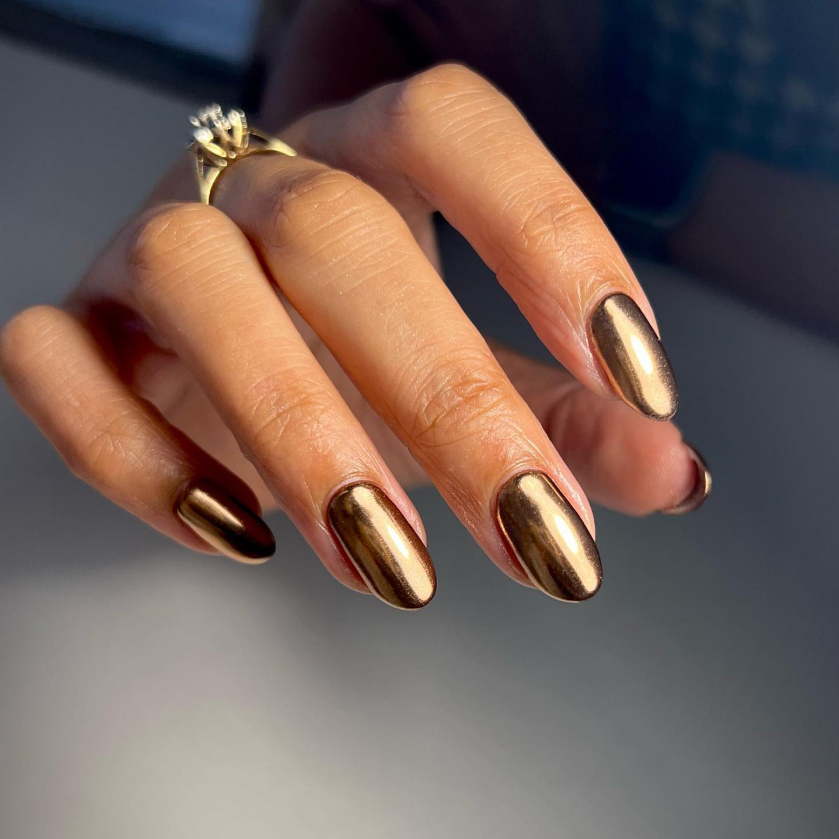 gold copper chrome nails