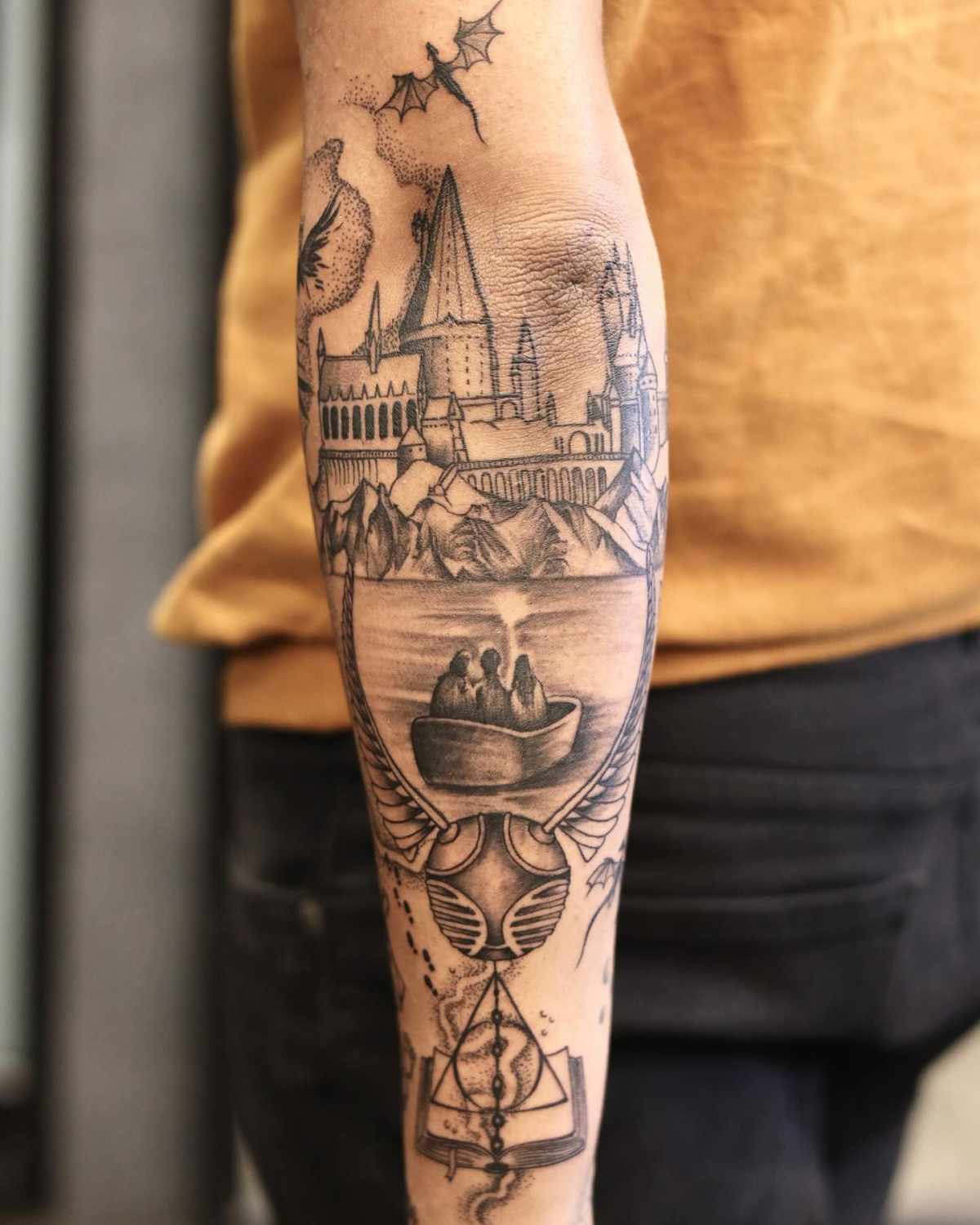 harry potter sleeve tattoo