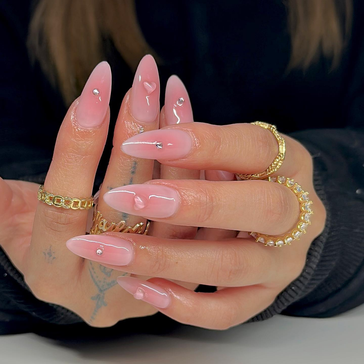 jelly hearts pink nails