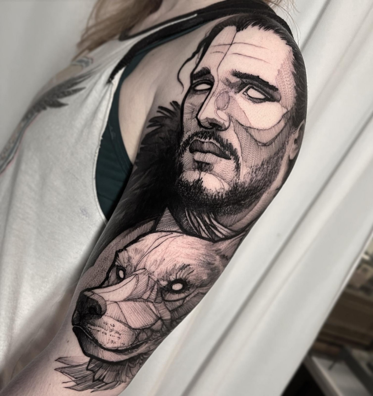 jon snow and ghost tattoo game of thrones