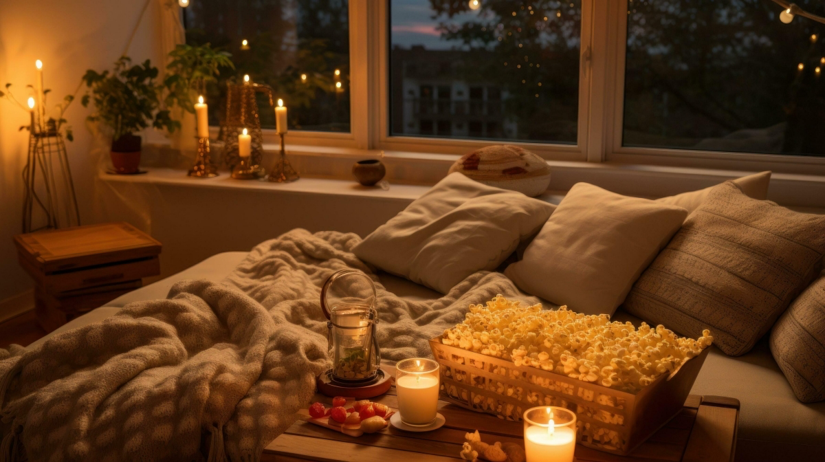 movie night at home cozy intimate casual comfortable romantic free photo