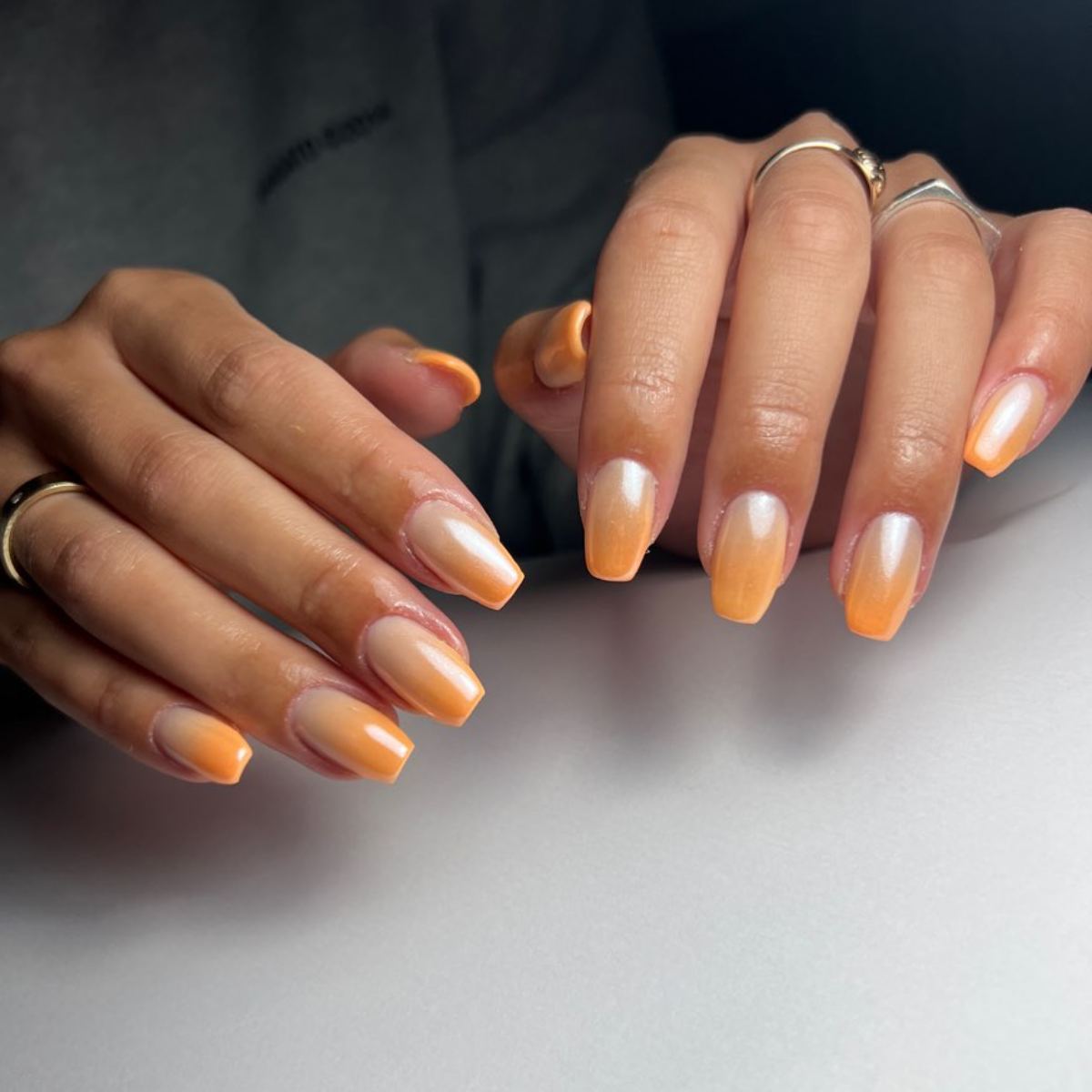 ombre orange nail tips