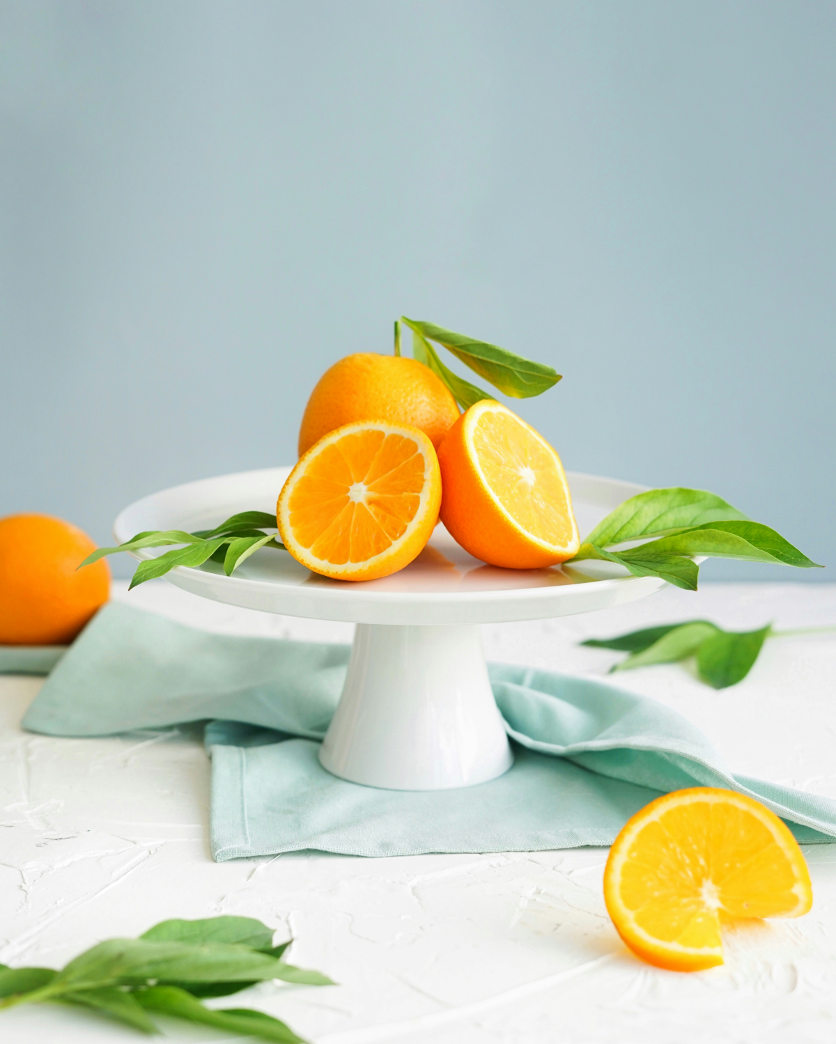 oranges on a stand