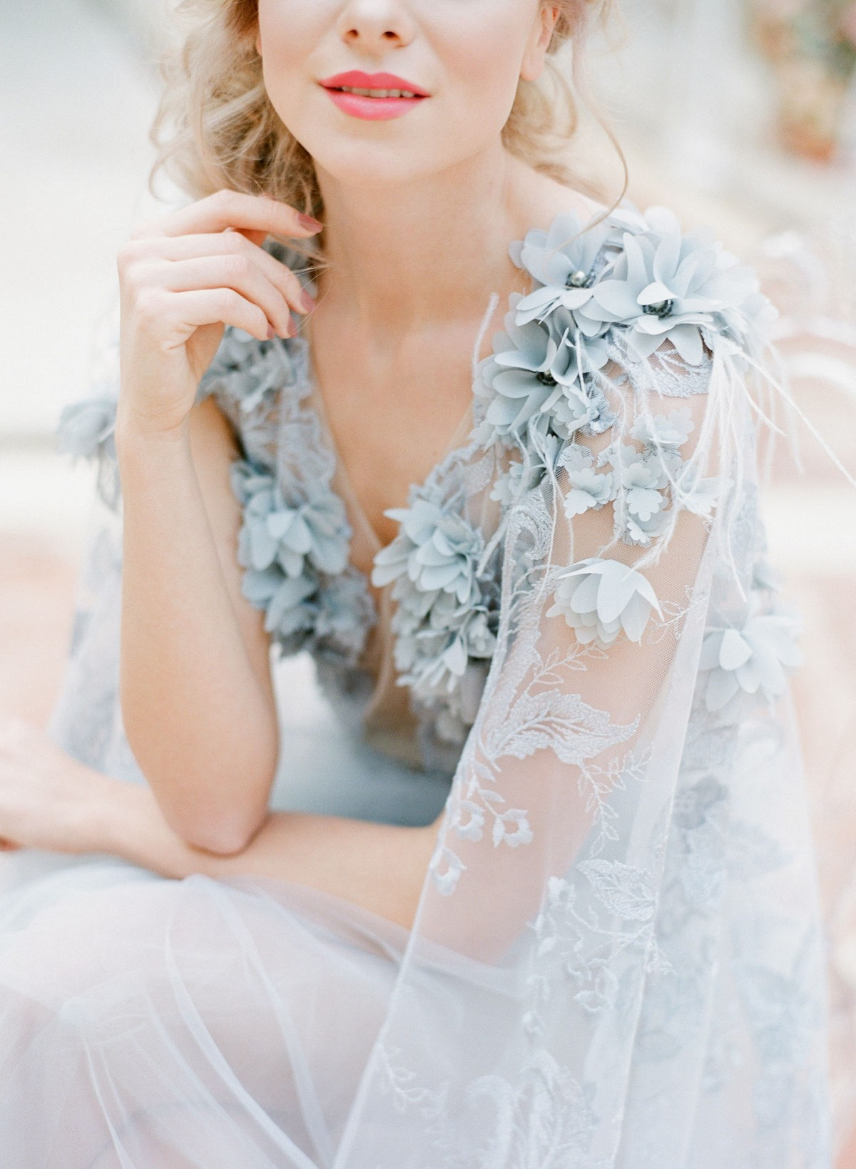 pastel color wedding gown