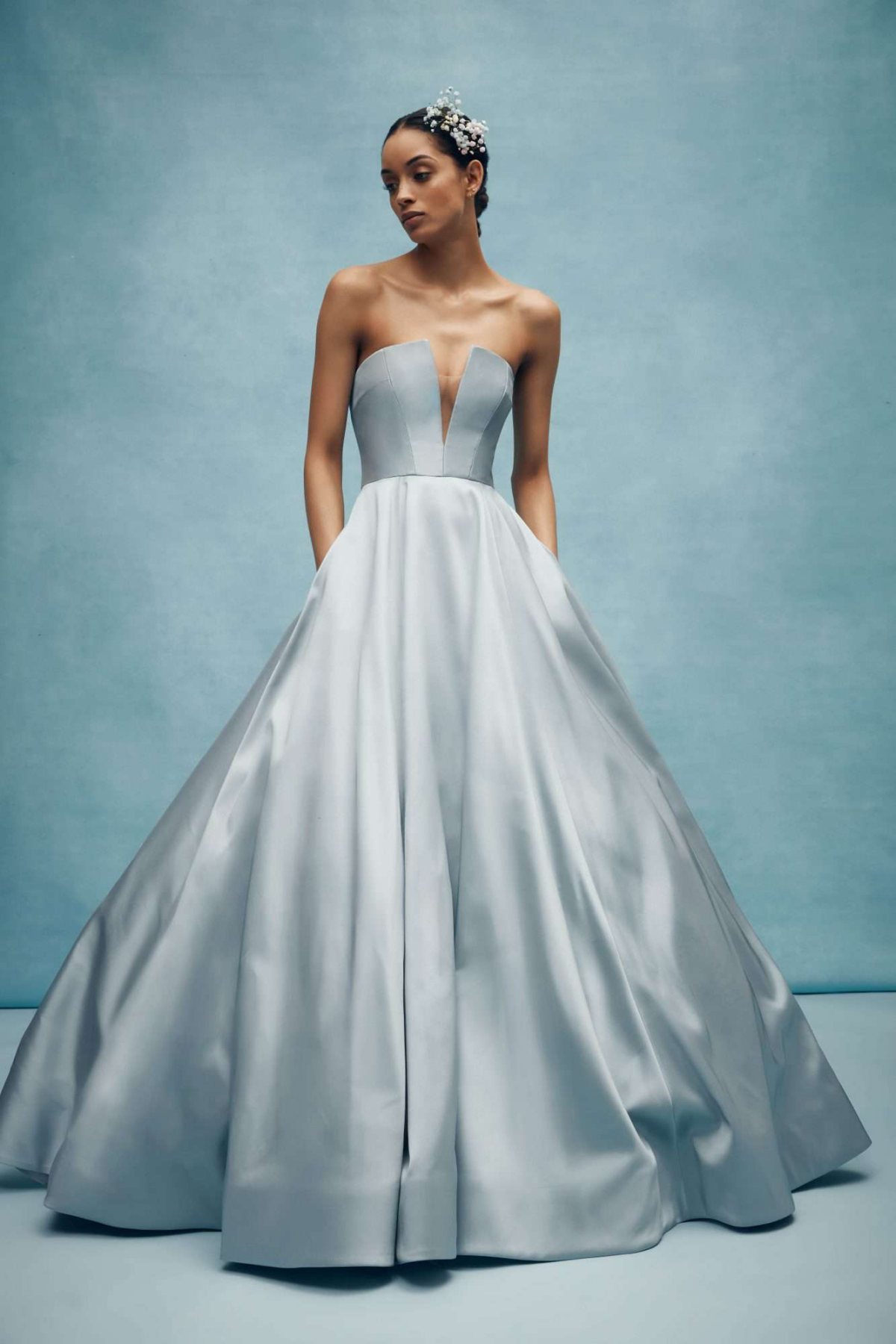 pastel colored wedding gowns