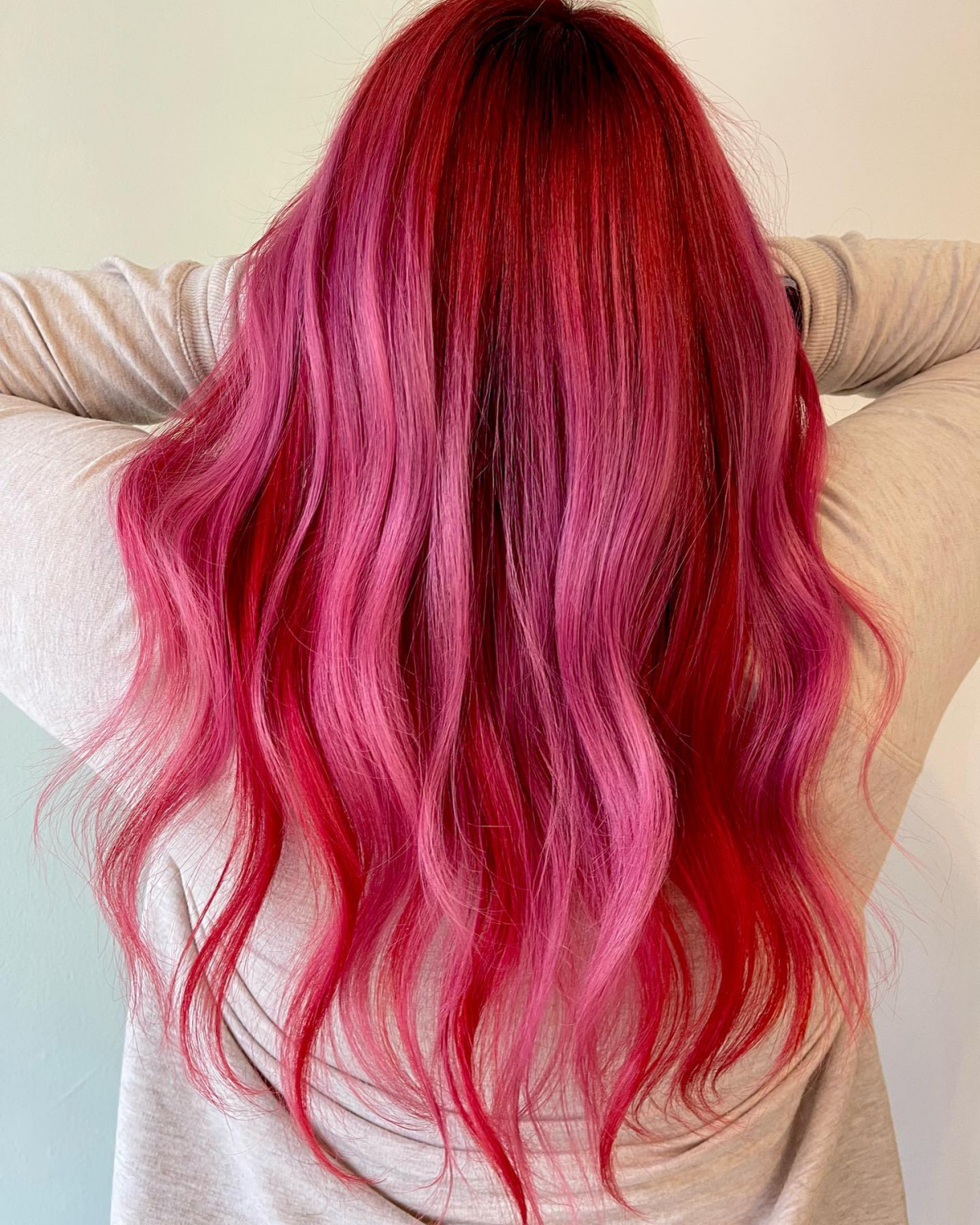 pink and red hair long