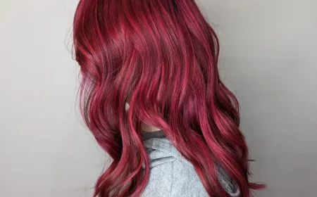 pink and red hair woman with long red and pink hair
