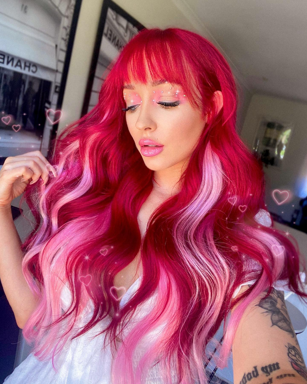 pink and red hair