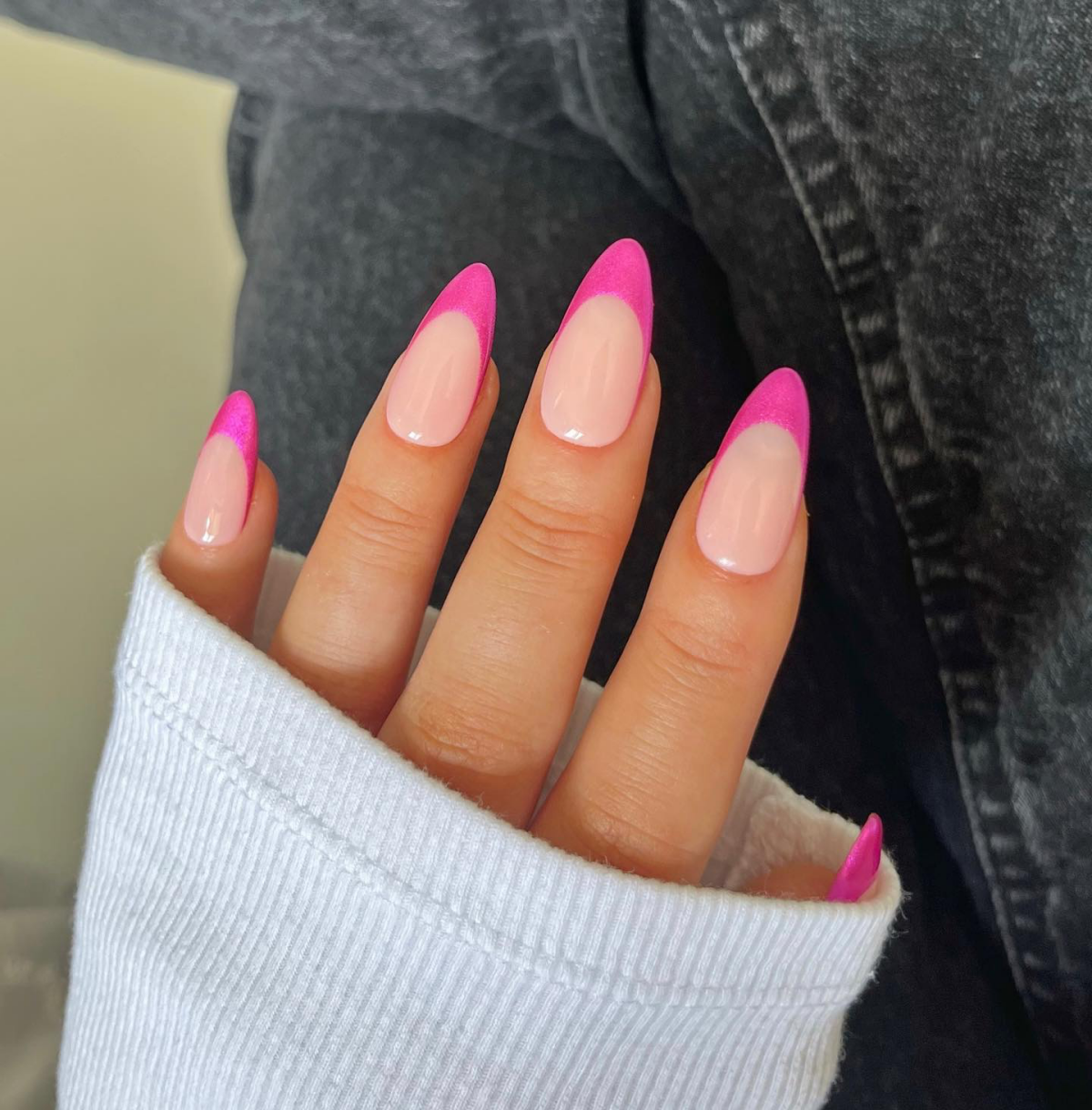 pink chrome french tip