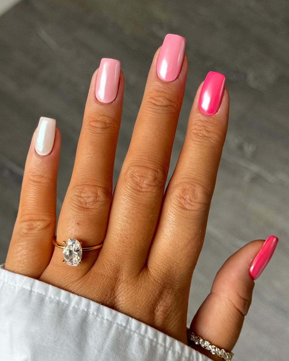 pink gradient nails chrome