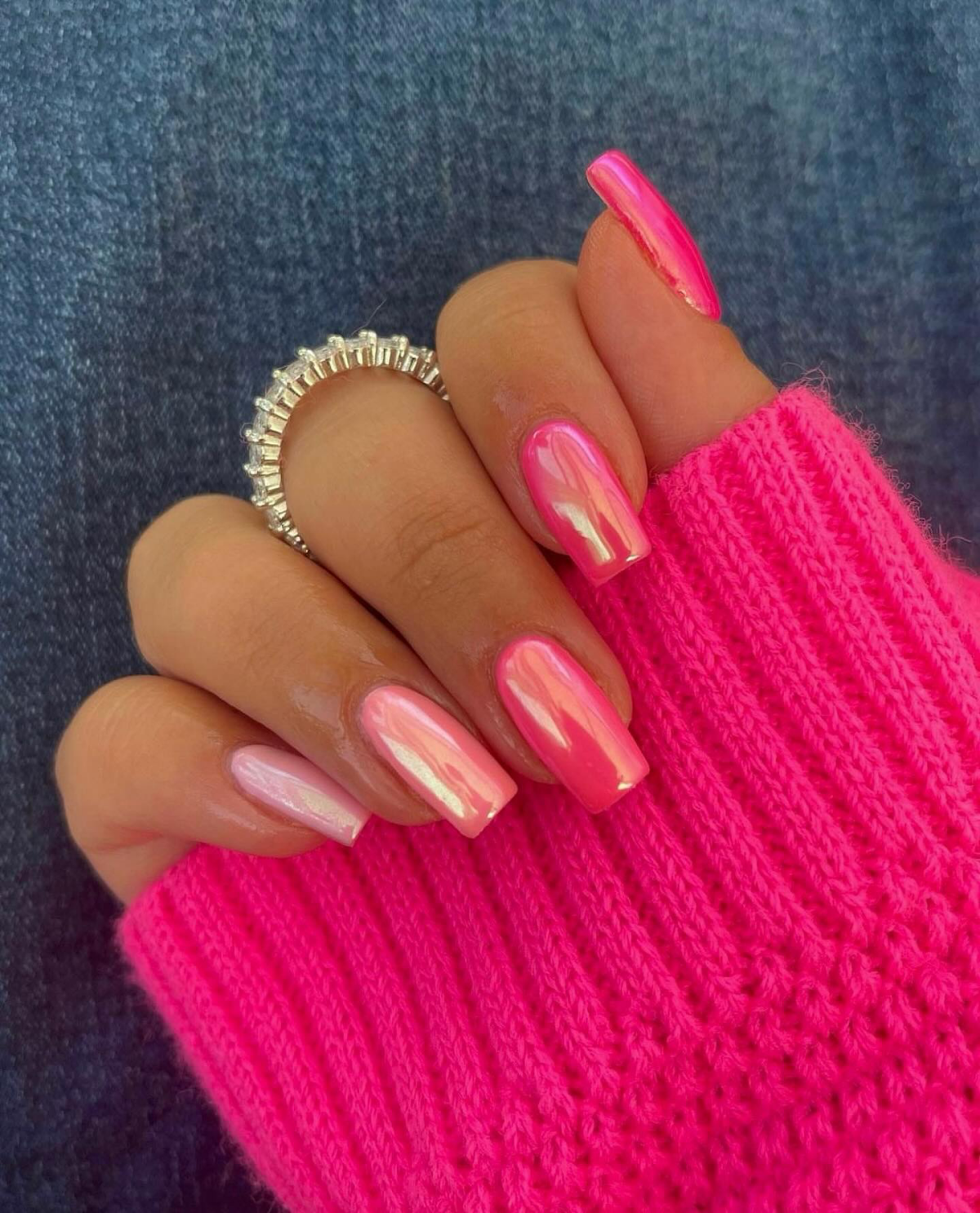 pink gradient nails darker pinks