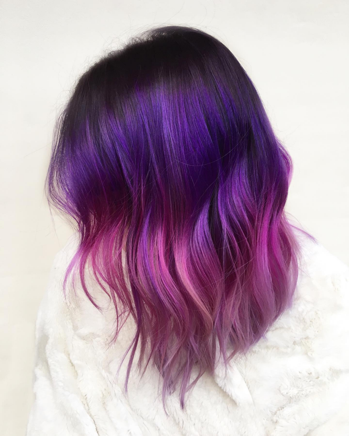 purple hair on top with pink ombre