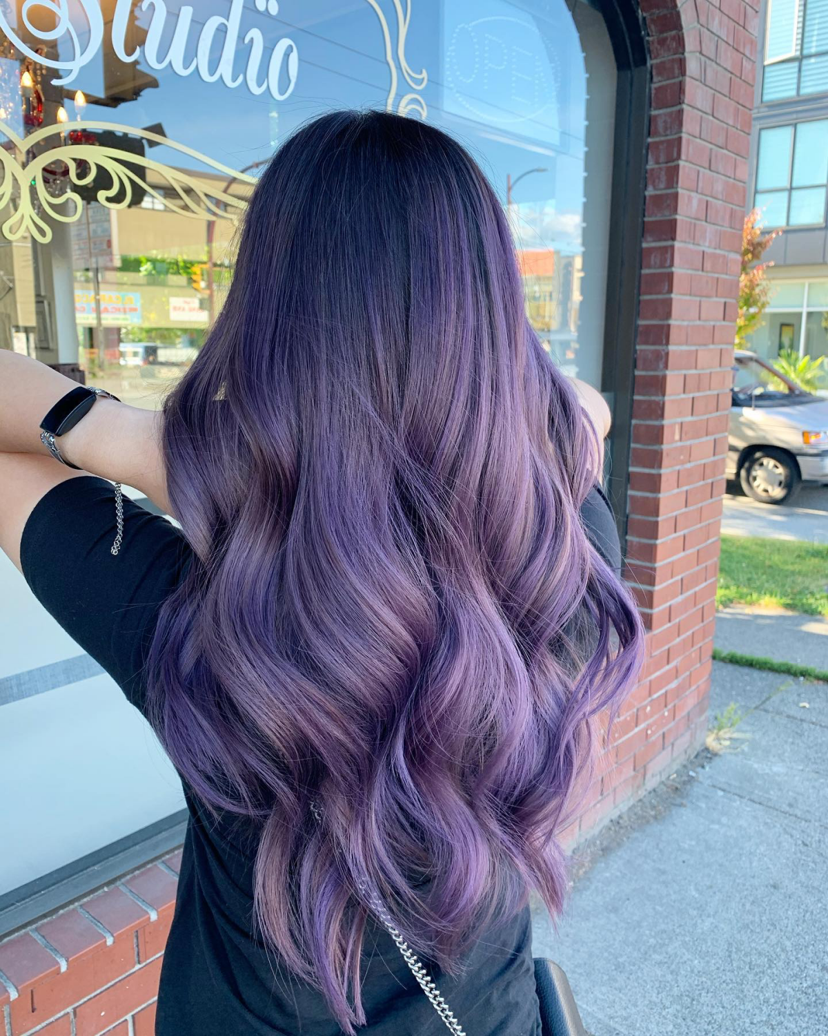 purple ombre hair dark gray purple