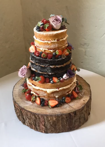 rustic naked wedding cake