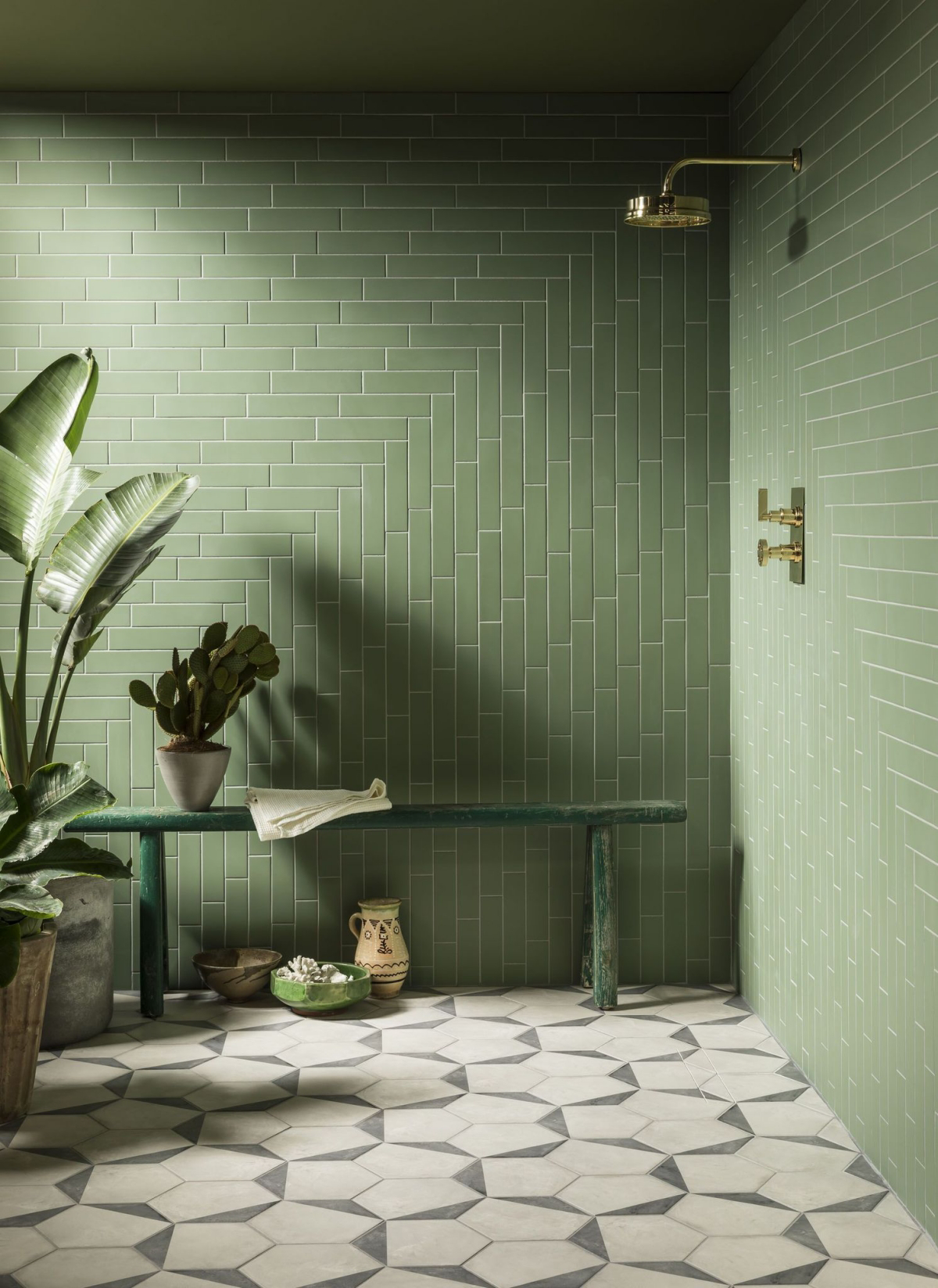 sage green bathroom tiles