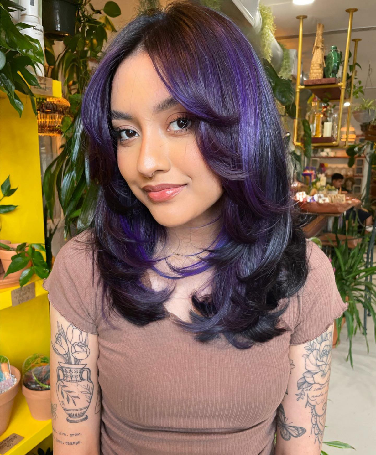 soft purple layers on hair