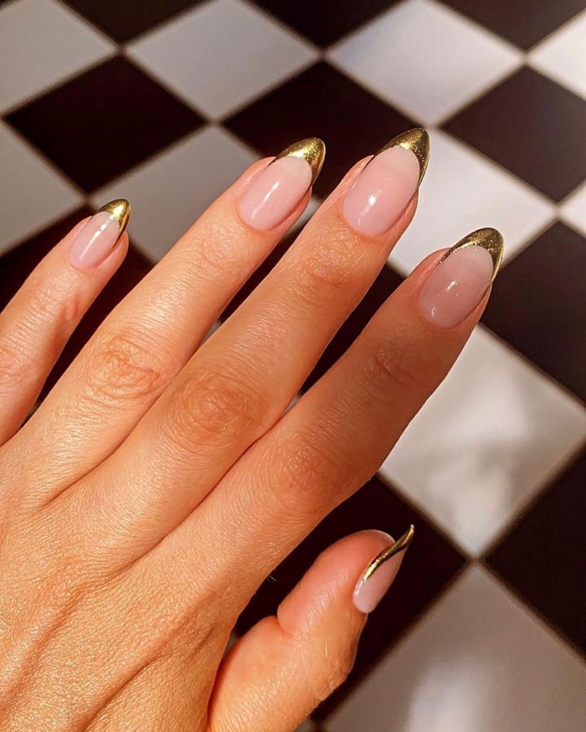 sparkling gold french tip