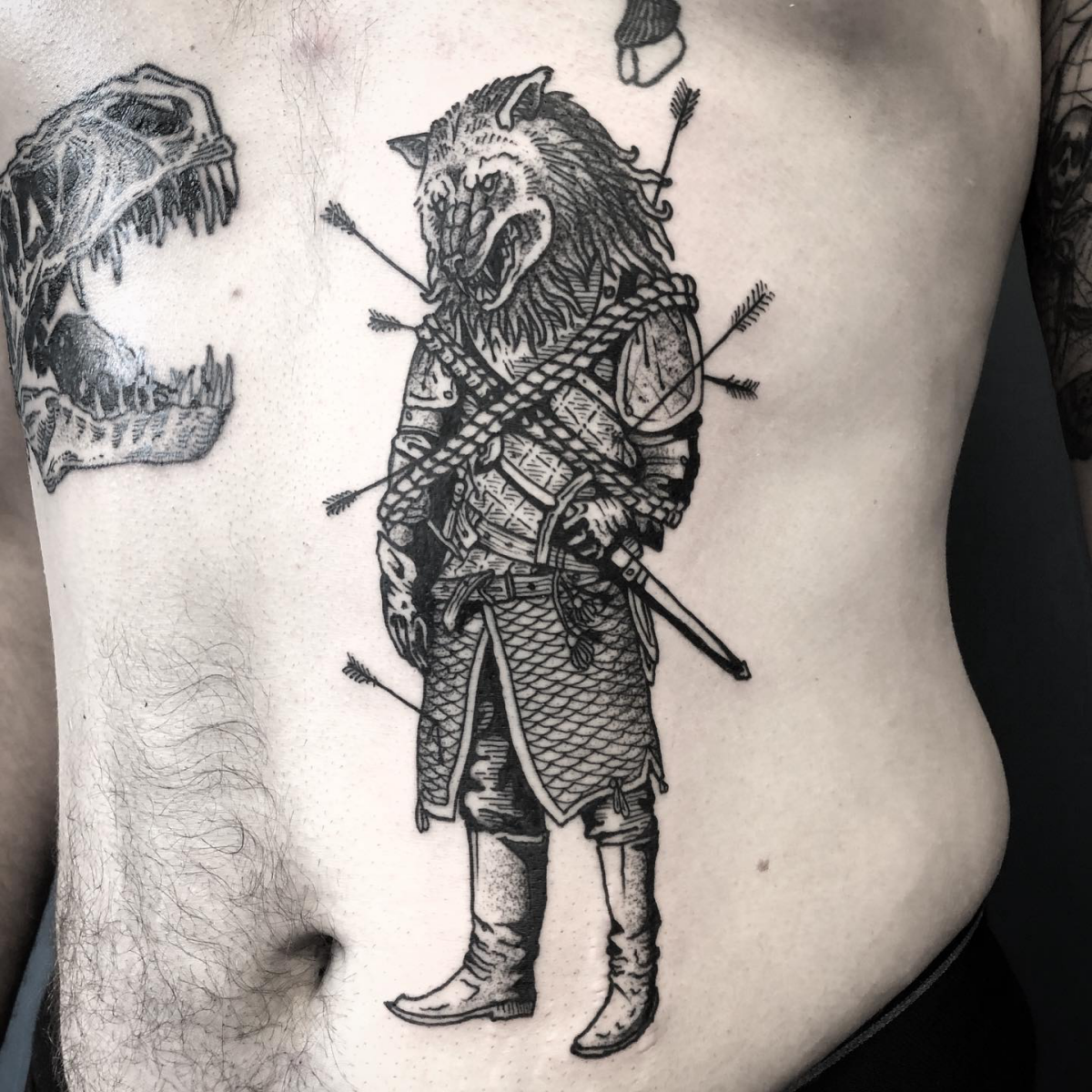 the young wolf robb stark tattoo game of thrones