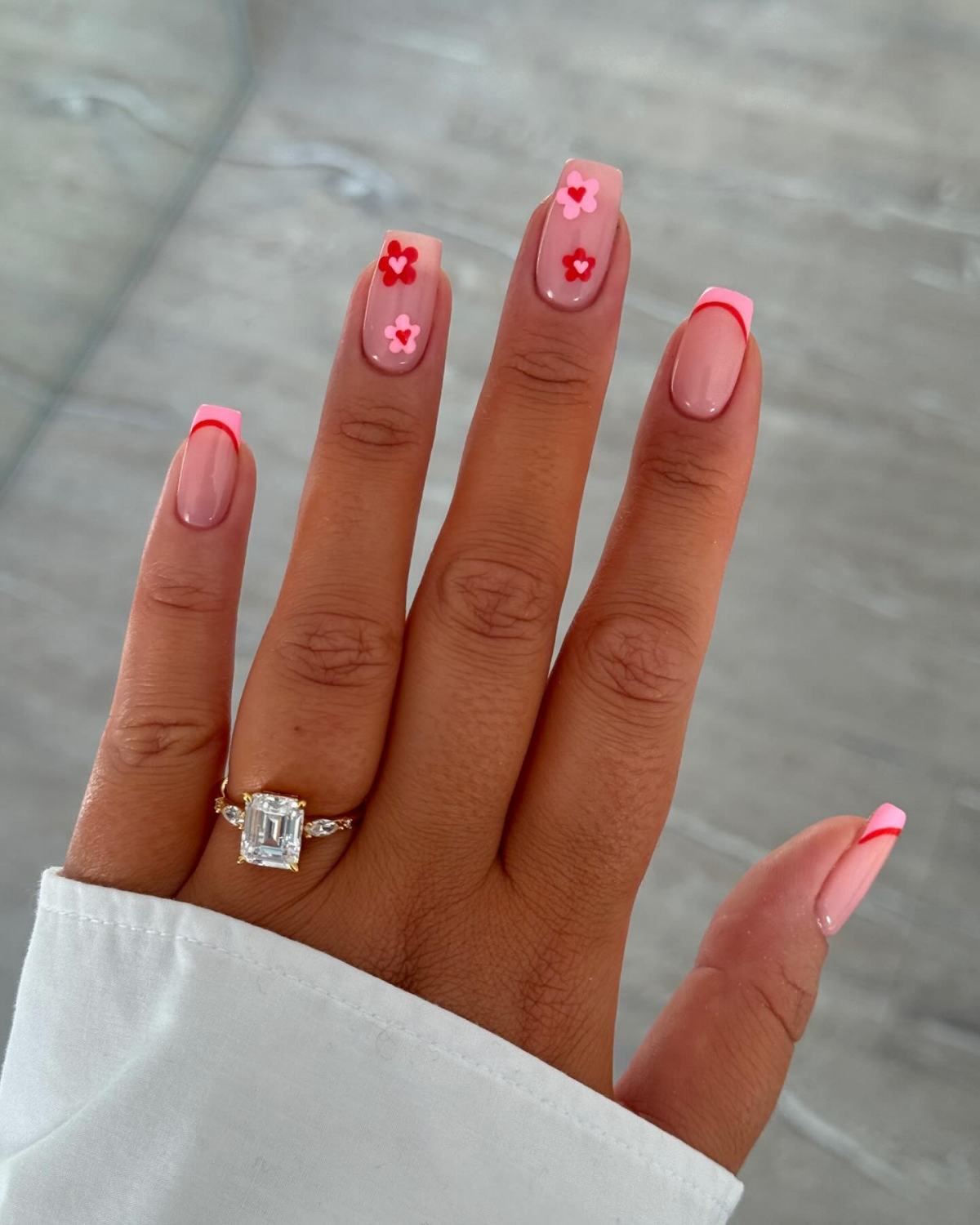 wedding guest nails pink and red nails
