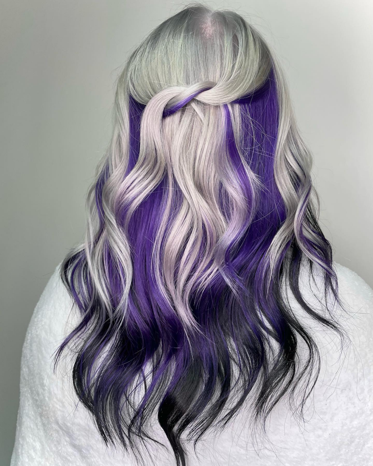 white and purple hair