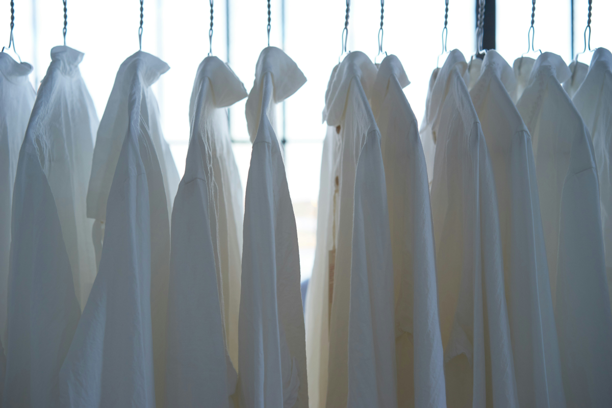 white shirts on hanger