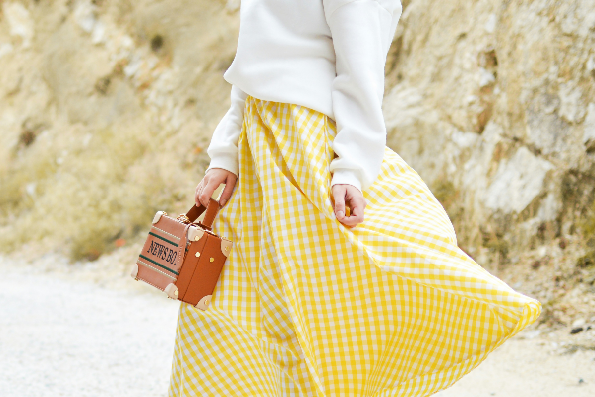 yellow skirt flowing