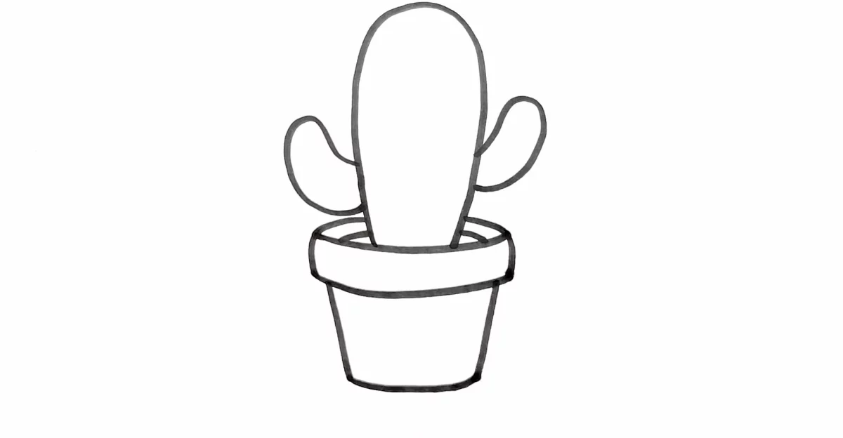 cactus plant drawing for beginners cactus in a pot