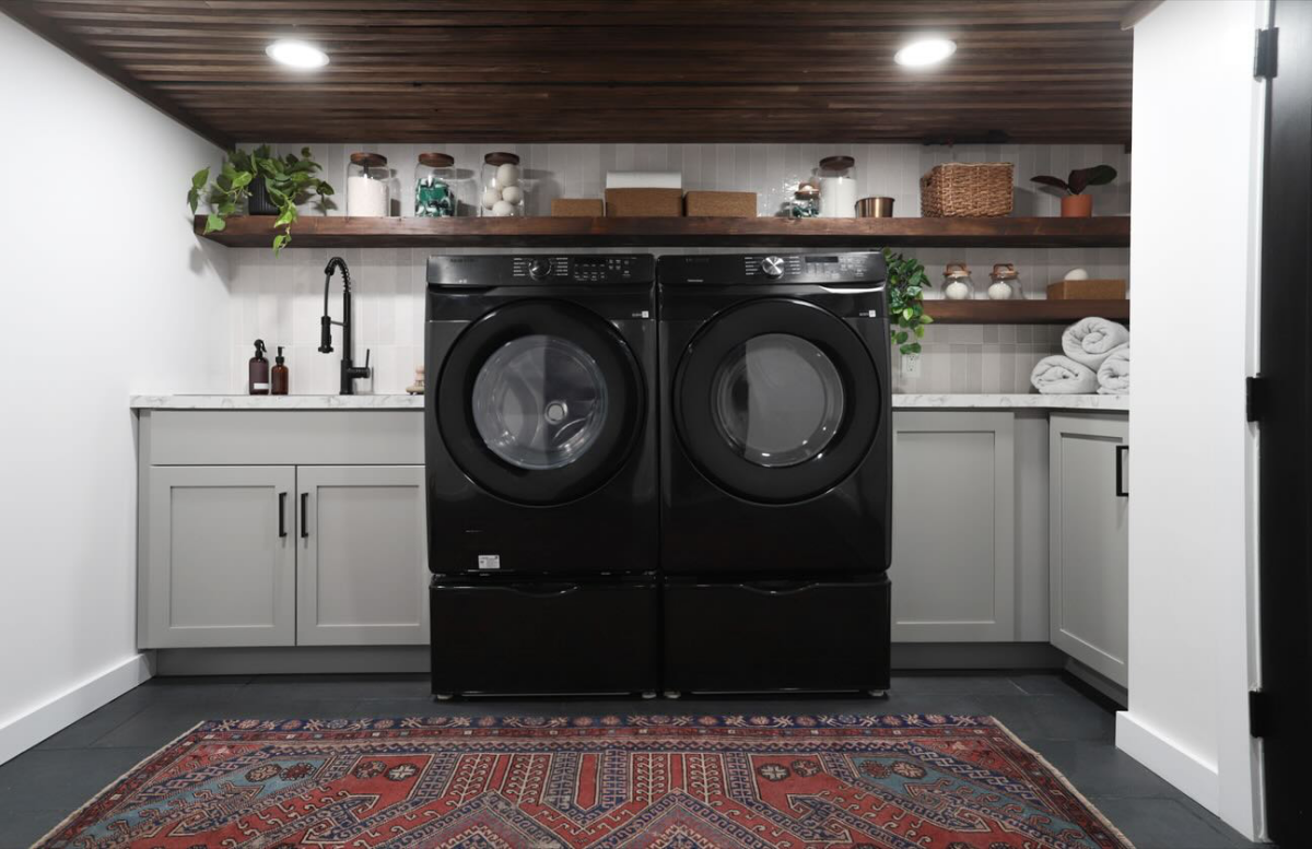 basement laundry room ideas gray design