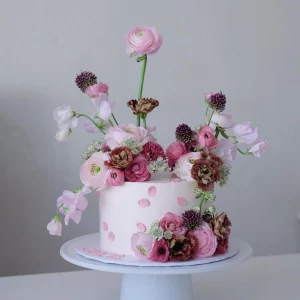 cake with flowers pink floral cake