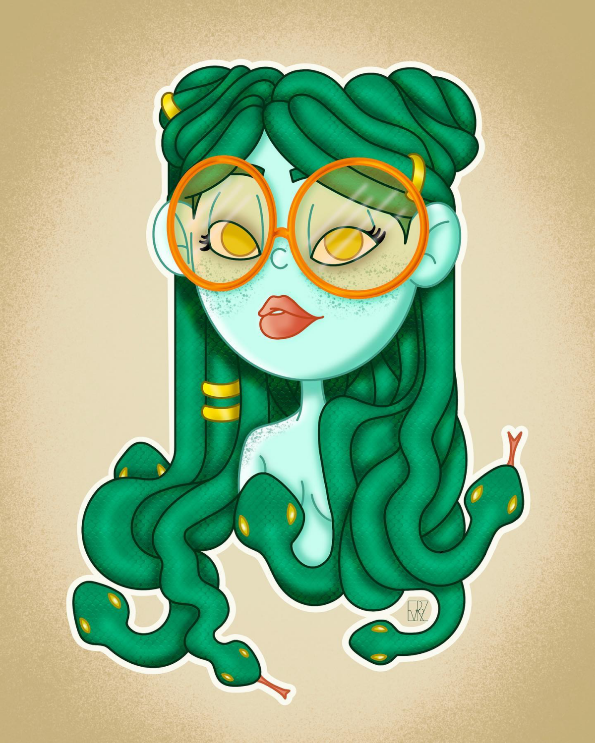 catroon medusa drawing