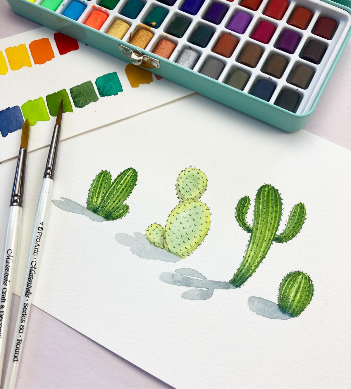 colorful green cacti