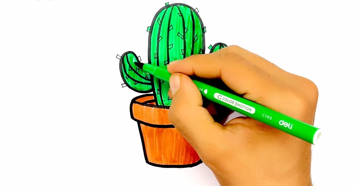 coloring in the cactus drawing