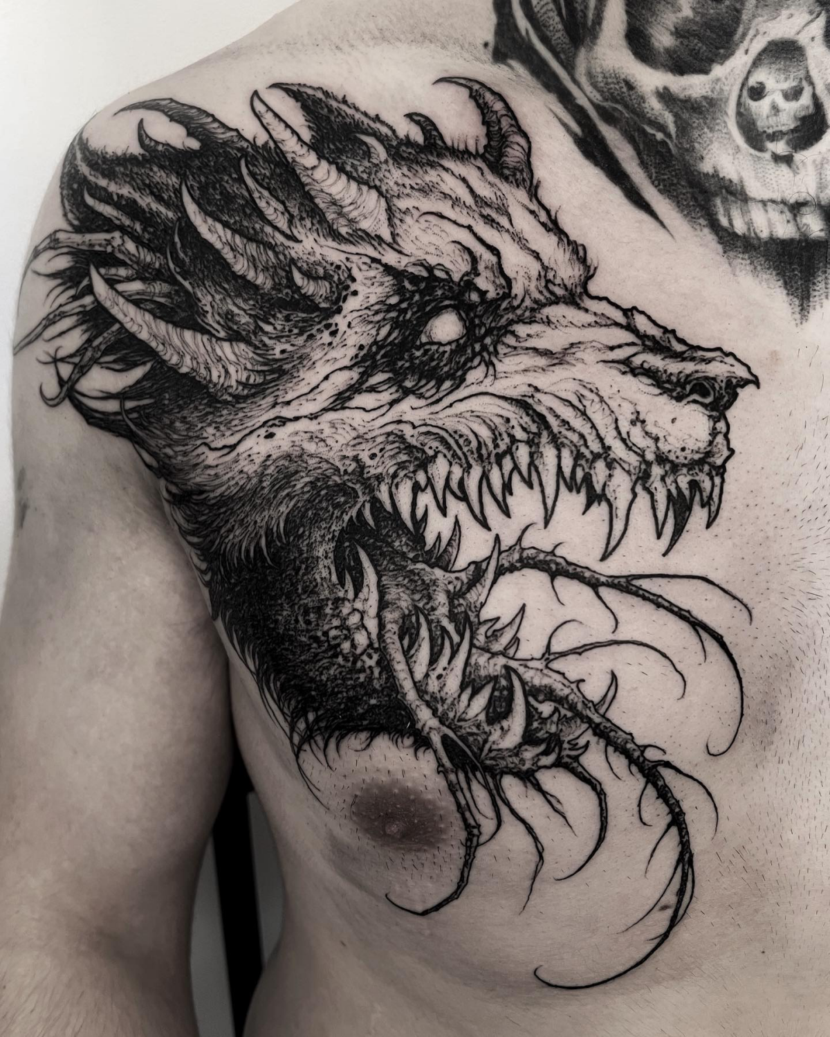 demon dog wolf tattoo