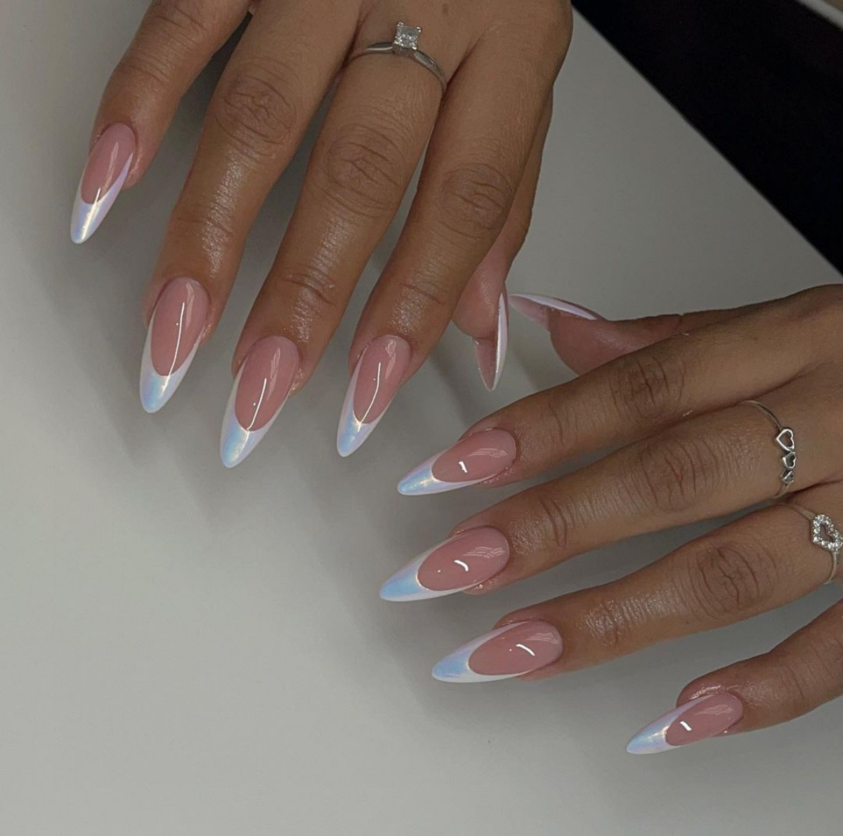 french tip white nails