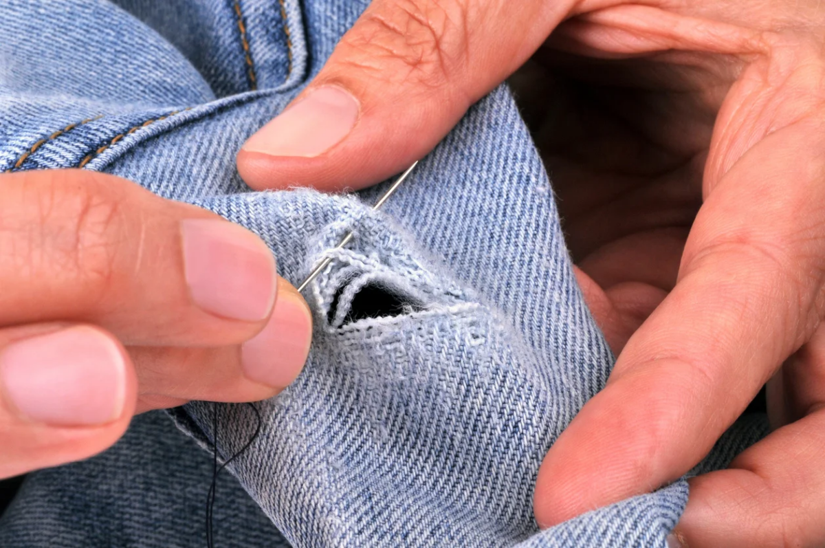 how to sew a hole sewing a hole in jeans