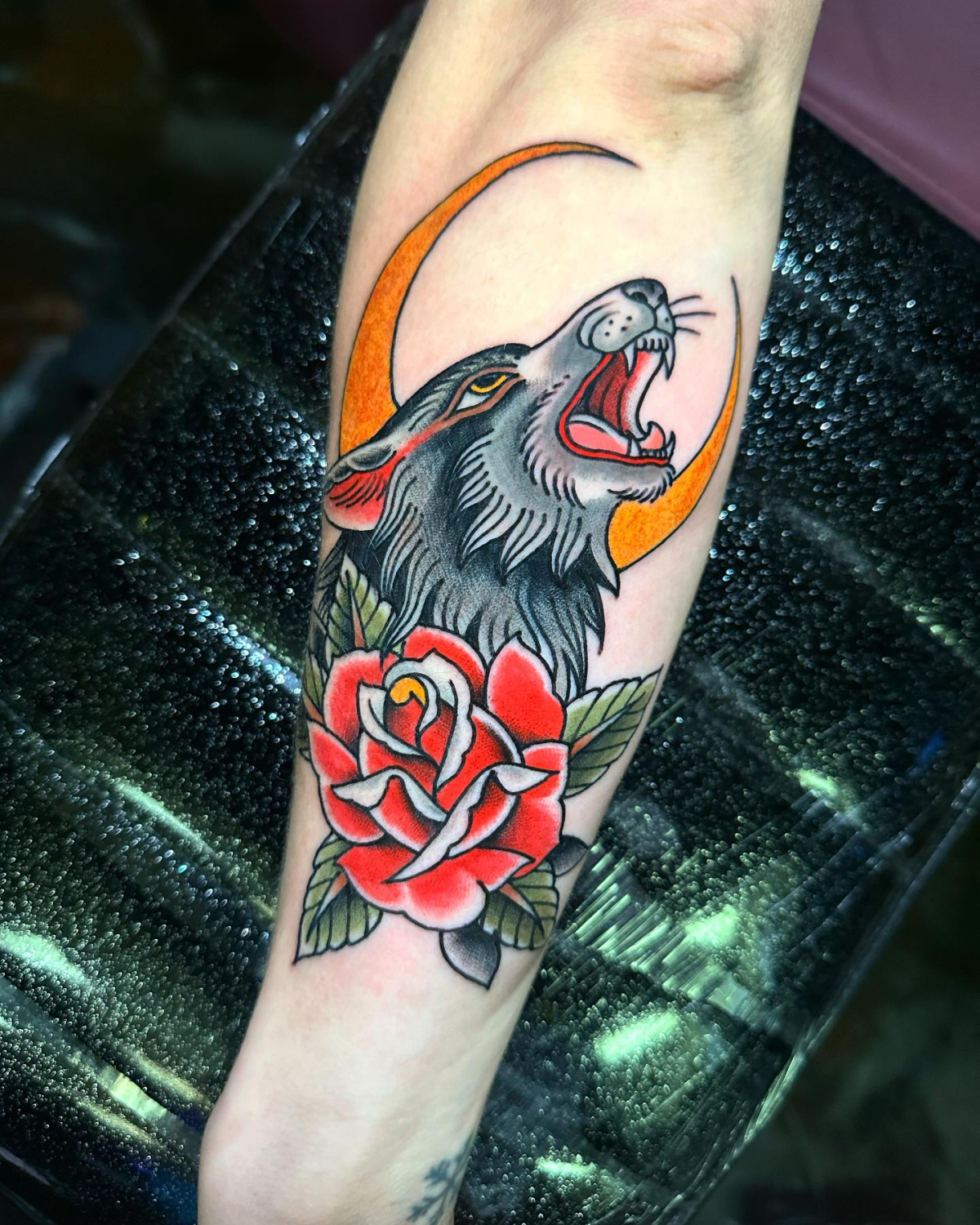 howling wolf tattoo american style