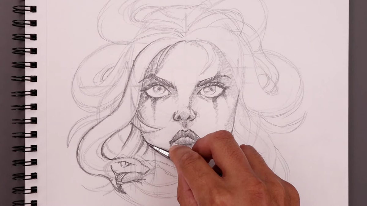 medusa drawing detailed face
